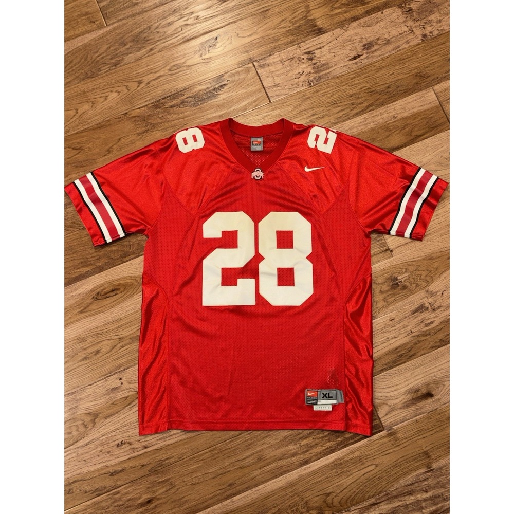 Ohio State Buckeyes Nike #28 Red Jersey Nike Team Stitched Men's XL Length +2‎